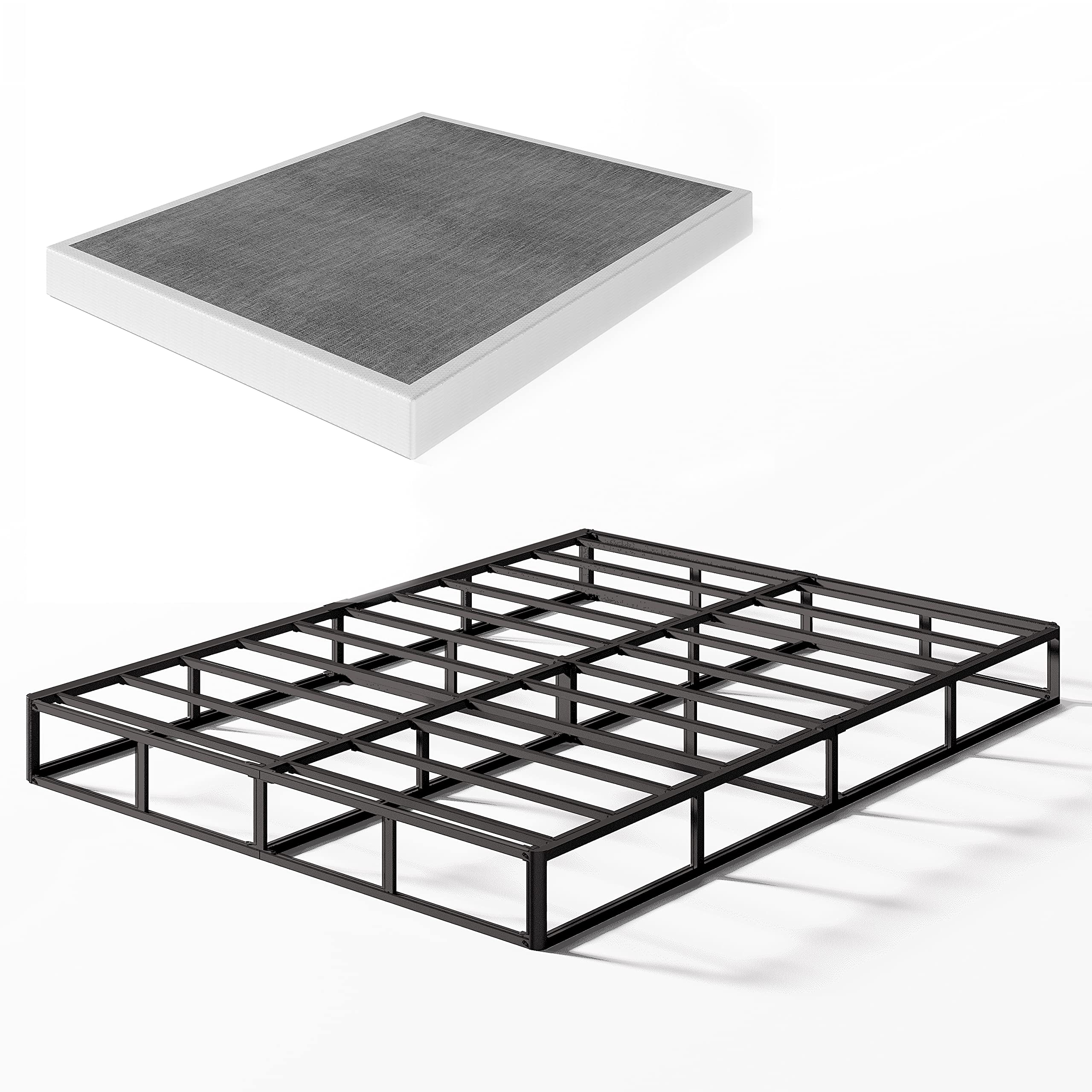 7 Inch Box Spring Queen Size - Heavy Duty Metal High Profile Mattress Foundation with Easy Clean Cover - Quiet, Non-Slip & Simple Assembly - Perfect for Bedroom, Guest Room & Dormitory Use