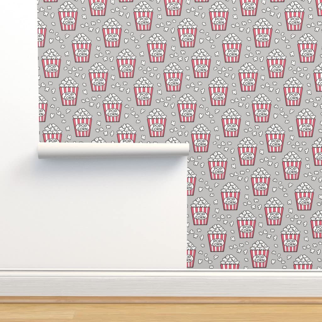 Retro Popcorn Snack Food Print Non-Pasted Wallpaper Roll - 24in x 27ft - Perfect for Movie Theaters, Home Theaters, and Fast Food Restaurant Decor