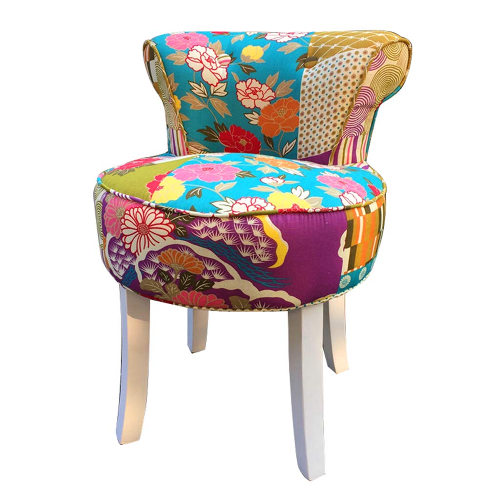Shabby Chic Vanity Bench with Padded Seat & Wooden Legs - 17.32