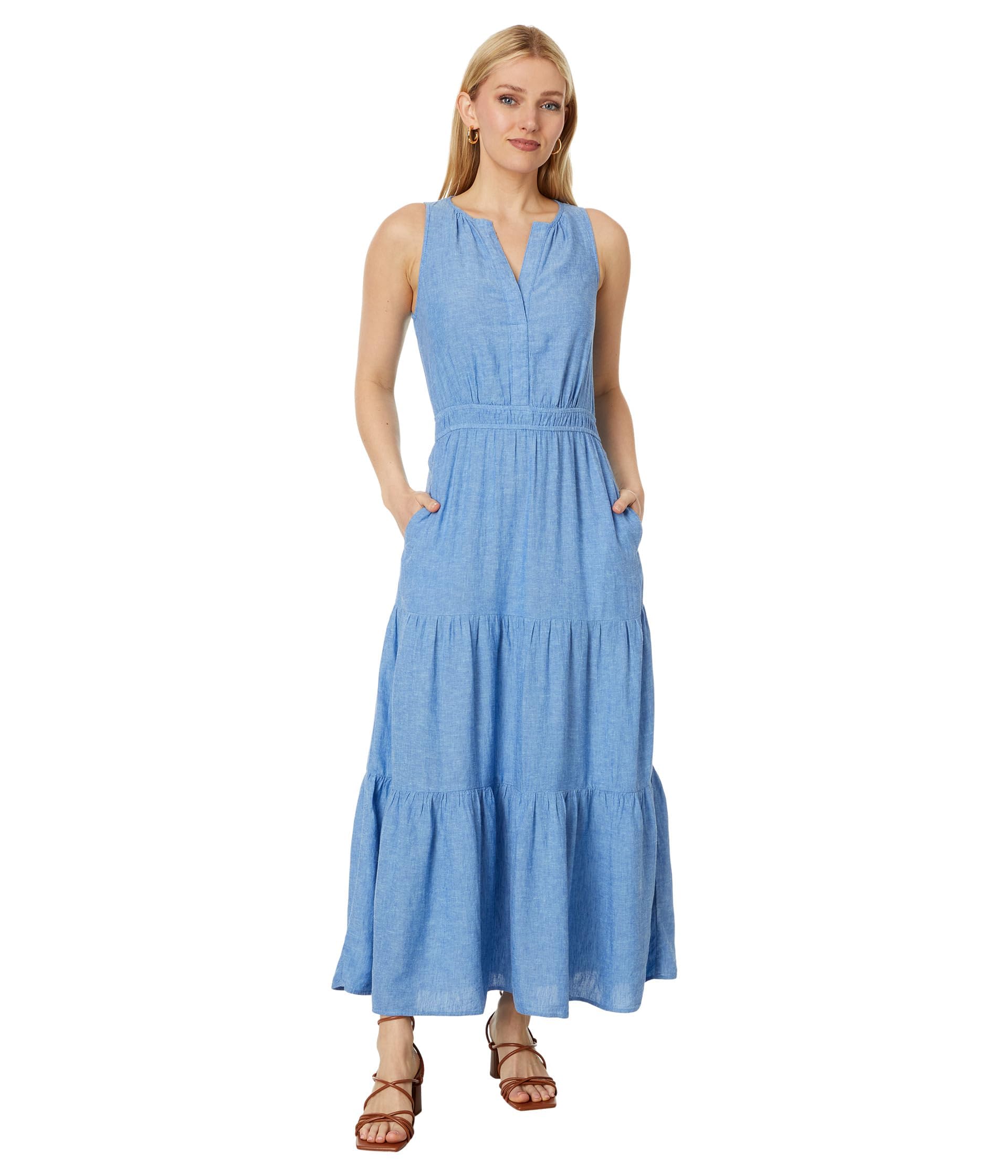 NIC+ZOE Women's Rumba Linen Daydream Dress - Breathable Summer Maxi Dress with Pockets | Perfect for Beach Vacations, Garden Parties & Casual Outings