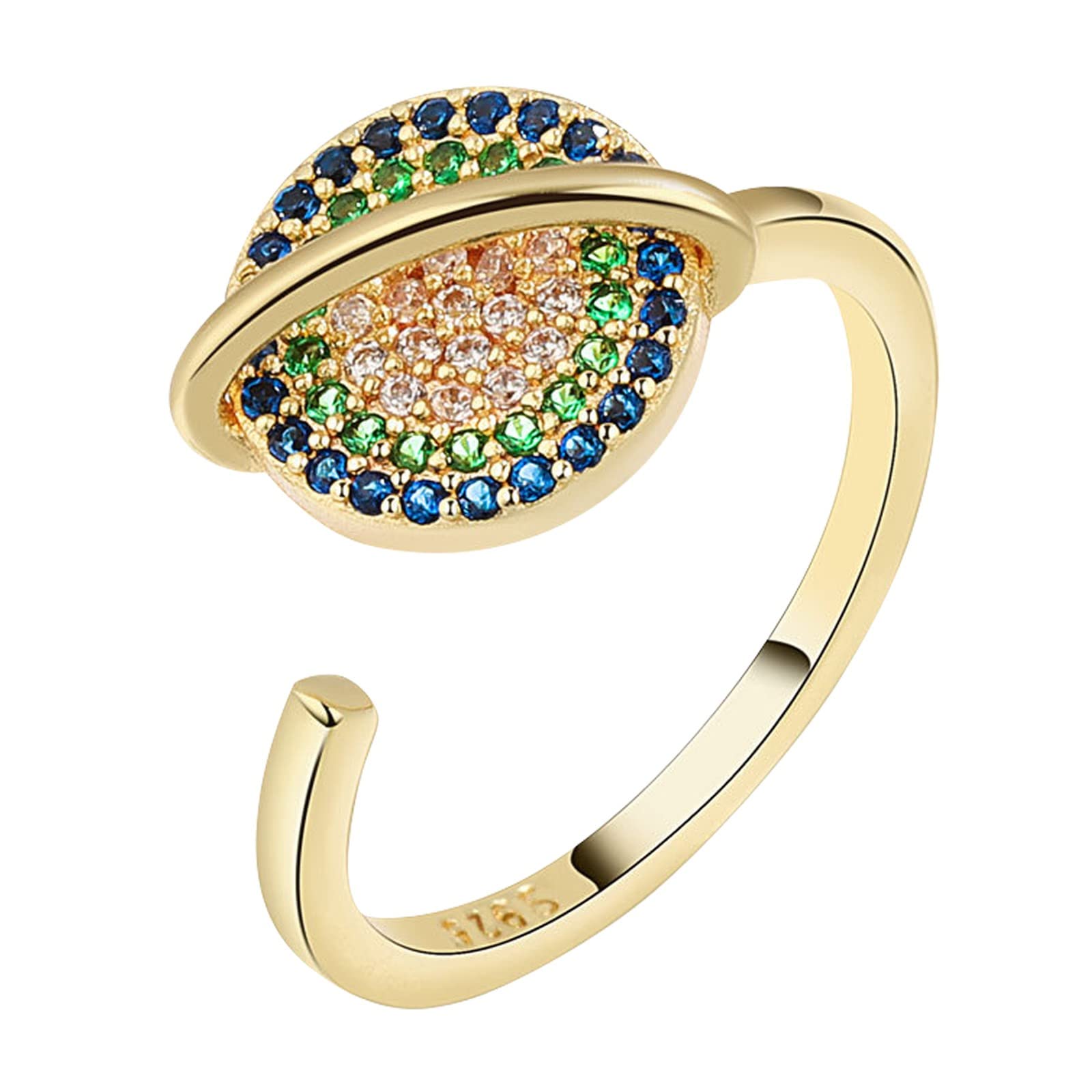 Adjustable Anxiety Spinner Ring for Women - Stress Relief Fidget Ring with Rotating Planet Design | Perfect for ADHD, OCD, and Anxiety Relief at Work or Home