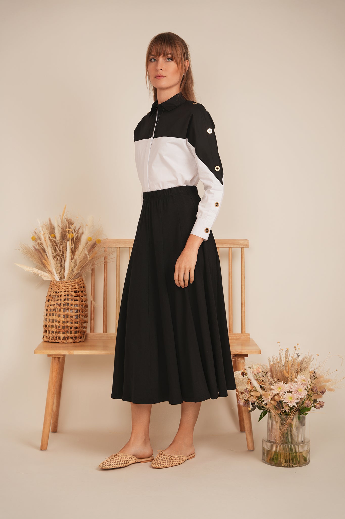Stylish Dolman 2-Tone Button Down Shirt for Women - Casual & Office Wear - Perfect for Work, Date Night & Everyday Outfits
