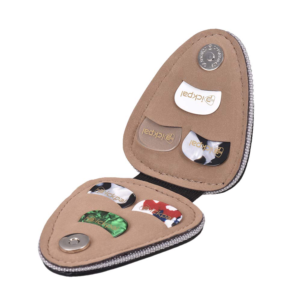Fesjoy PU Leather Guitar Pick Holder Case with 6 Celluloid Picks - String Instrument Accessories for Guitarists & Musicians - Perfect for Practice, Performances & Travel