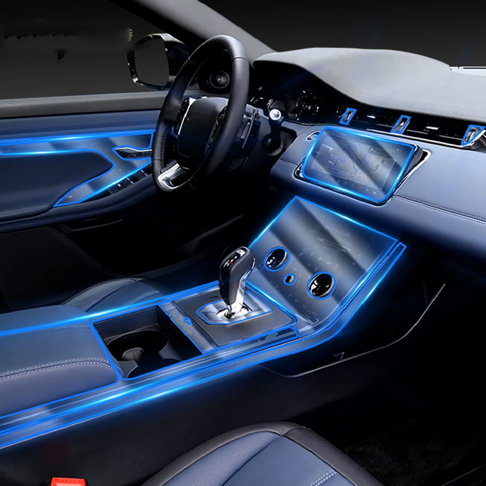 SIQII Transparent TPU Car Interior Center Console Protective Film - Anti-Scratch & Self-Healing Accessories for Land Rover Range Rover Evoque 2019-2021 | Dashboard Protection & Interior Upgrade