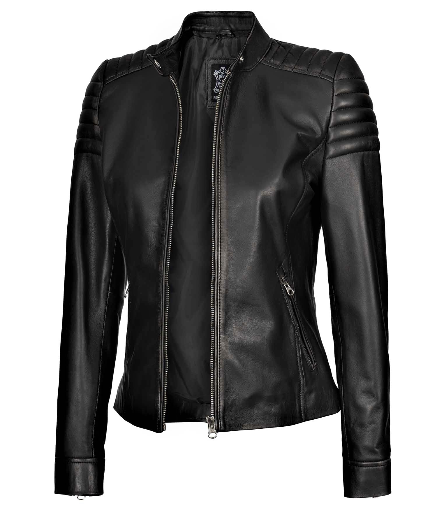 Blingsoul Women's Cafe Racer Real Lambskin Leather Jacket - Stylish Biker Jacket for Women | Perfect for Motorcycle Riding, Casual Outfits & Fashion Streetwear