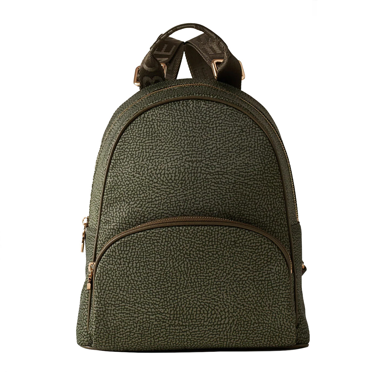 Borbonese Medium Verde Militare Backpack 934136I15 - Stylish Military Green Backpack for Women, Travel & Everyday Use