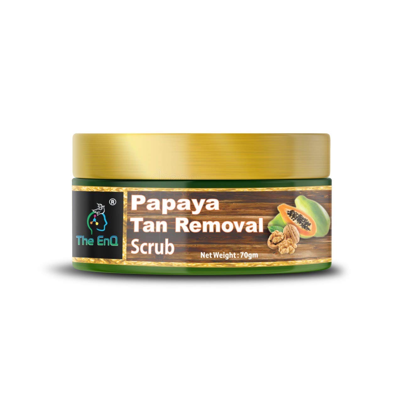 EnQ Papaya Tan Removal Scrub 70g - Gentle Exfoliating Face & Body Scrub for Skin Whitening, Dead Skin Cell Removal | Reduces Unwanted Hair, Repairs Aged Skin | Natural Glow & Softness | Pack of 1 | Perfect for Daily Skincare Routine & Post-Sun Care