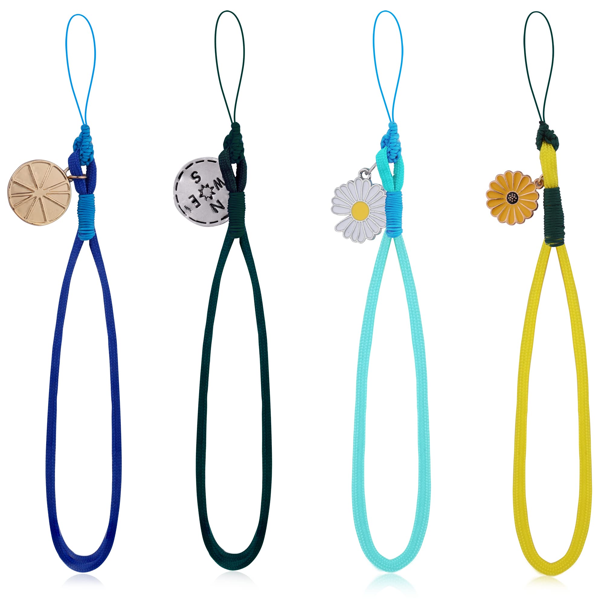 4Pcs Y2K Phone Charms Wrist Strap - Handmade Beaded Fruit Pearl Rainbow Clay Acrylic Bracelet Keychain for Women & Girls | Cute Phone Accessories for iPhone Samsung | Perfect for School, Party & Daily Use