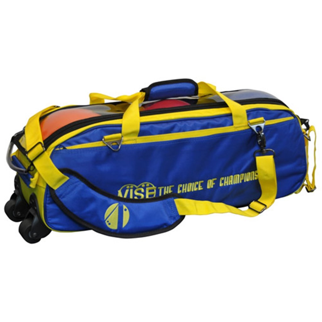 Vise Clear Top 3 Ball Roller Bowling Bag - Durable Bowling Ball Carrier with Wheels for Easy Transport - Perfect for League Play, Tournaments & Practice Sessions