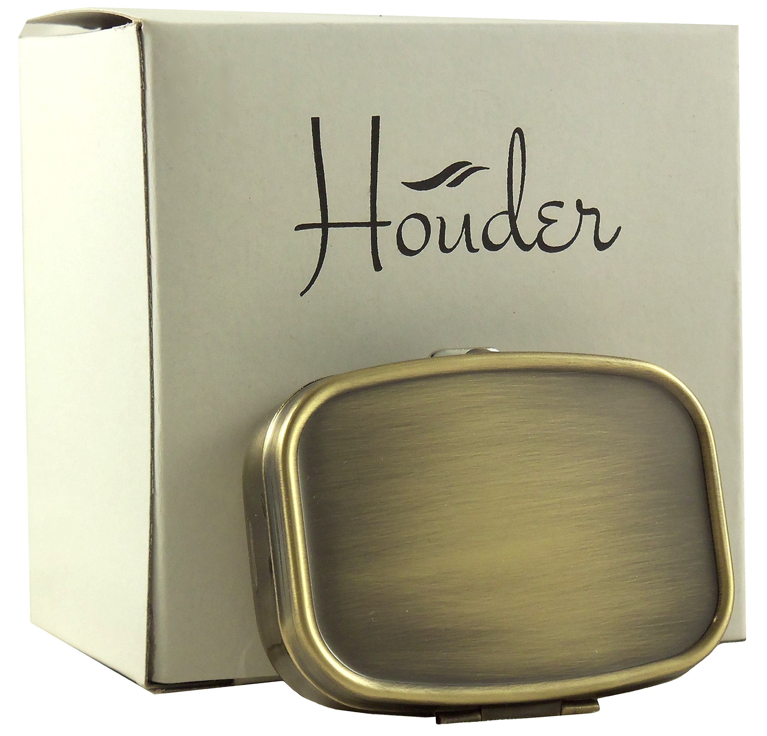 Elegant Brass Pill Box with Gift Box - Stylish Decorative Pill Case for Travel & Daily Use - Perfect for Organizing Vitamins, Medications & Supplements - Rectangle Design