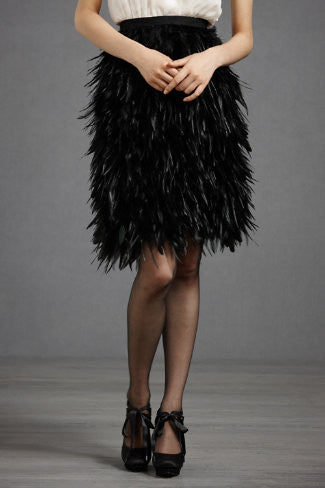 BHLDN Black Feather Skirt for Women - Elegant & Flowy Party Dress for Weddings, Dances & Special Occasions