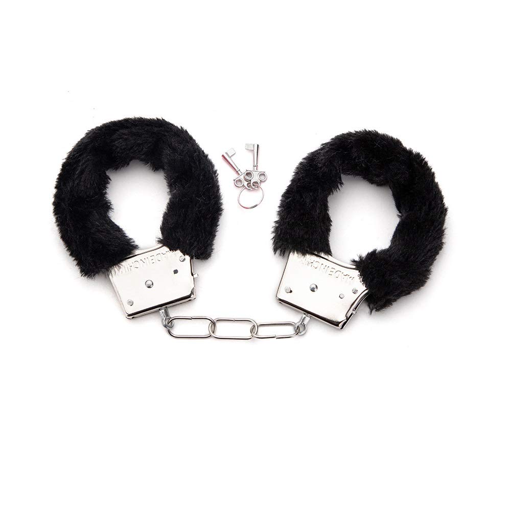 Premium Adjustable Leather Handcuffs Bracelet & Anklet Set - Fluffy Wrist Cuffs with Detachable Leash Chain for Sexy Role Play, BDSM, Home Yoga, Gym Workouts, Cosplay & Party Accessories