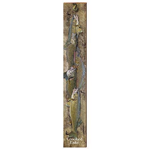 Handmade Crooked Lake Walleye Fish Wall Art - Real Wood Print 9.5x60 Inches - Rustic Home Decor for Cabin, Lodge, or Fishing Enthusiast's Man Cave