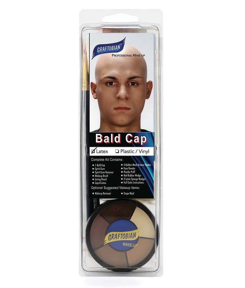 Professional Bald Cap Makeup Kit for Halloween & Cosplay - Latex Bald Cap with Adhesive & Remover - Complete Costume Special FX Makeup Set for Theater, Film, and Halloween Transformations