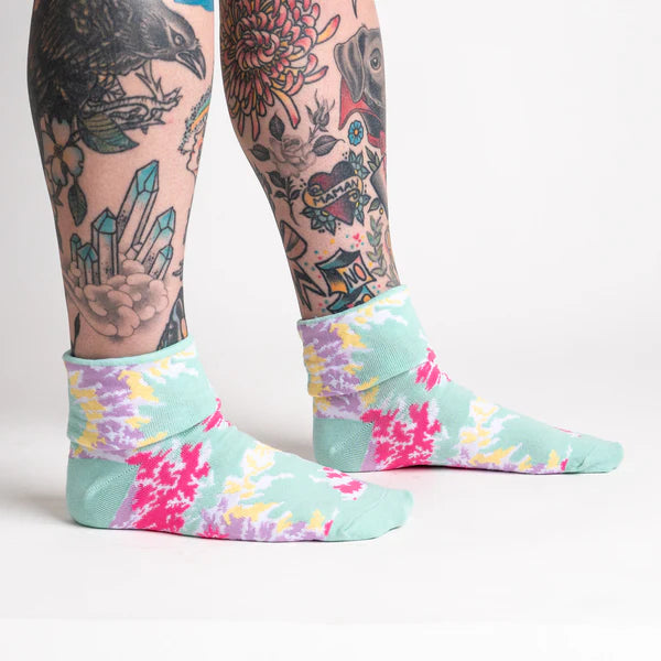 Feeling Groovy Turn Cuff Crew Socks by Sock It To Me - Fun Novelty Socks for Women & Men - Perfect for Casual Wear, Gifts, and 70s Retro Fashion