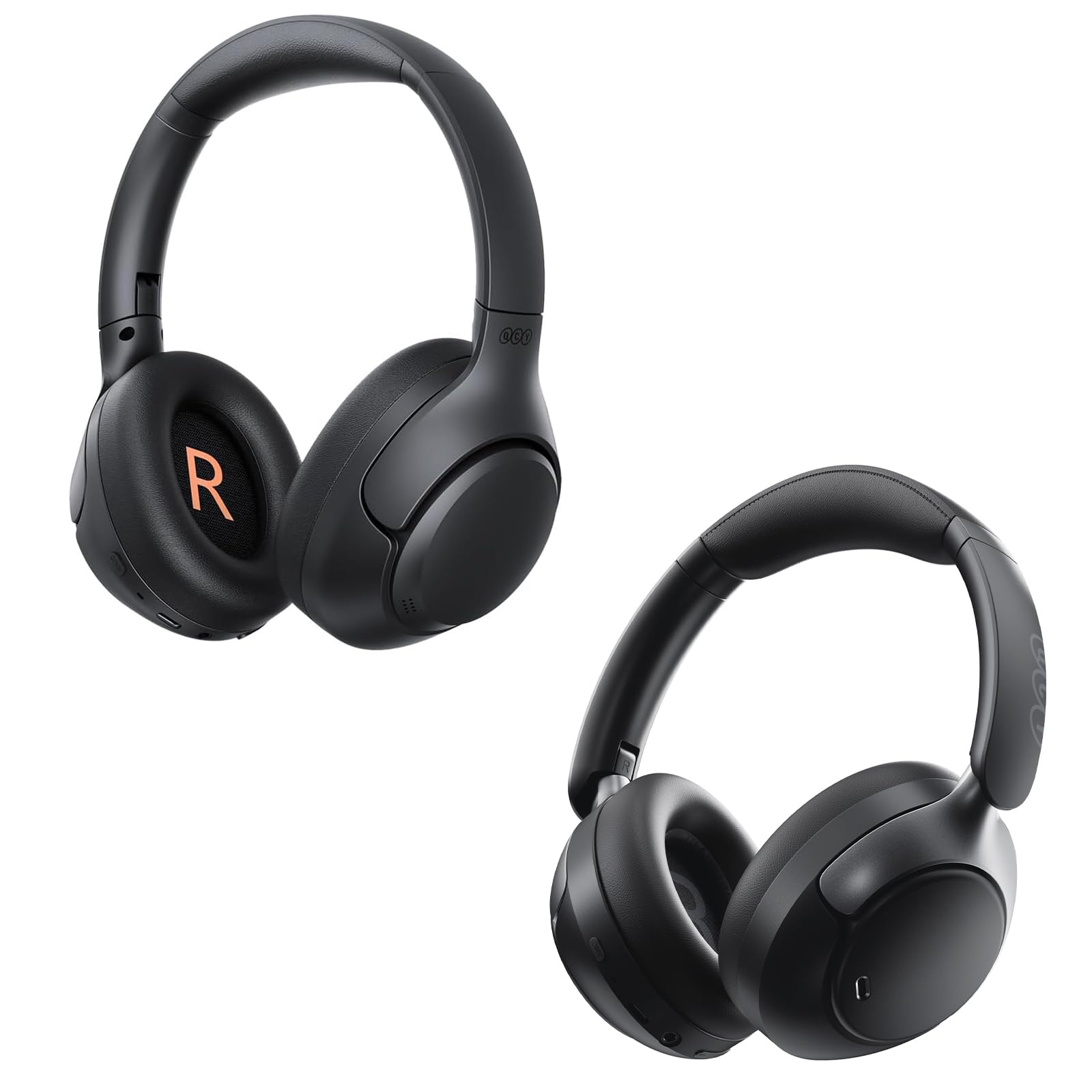 QCY H3 ANC Wireless Bluetooth Headphones with Active Noise Cancelling & H3 PRO Headphones - Black | Long Battery Life, Hi-Fi Sound for Travel, Work, Gym & Commuting