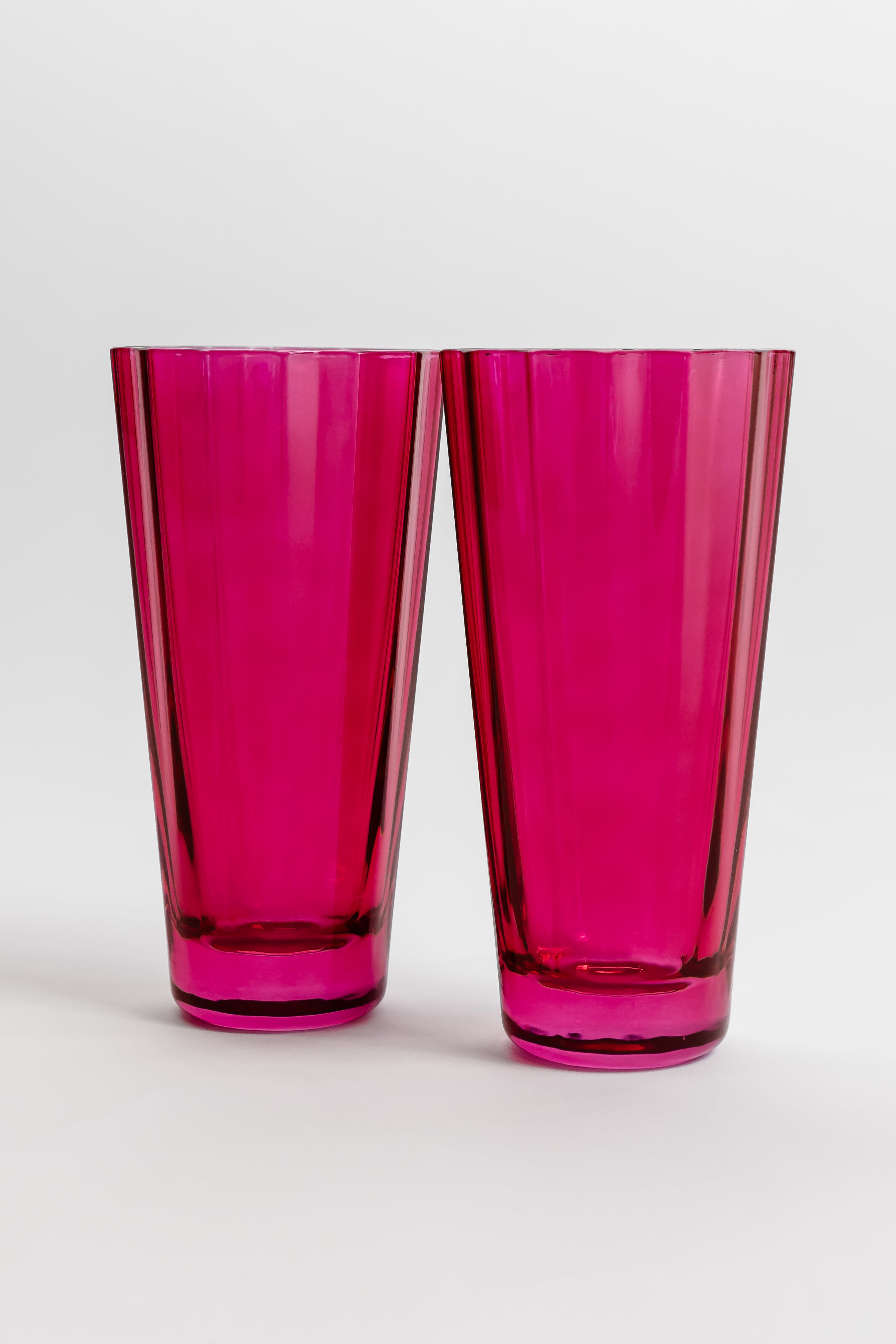 Estelle Colored Sunday Highball Glasses Set of 2 - Fuchsia Pink Cocktail Glasses for Whiskey, Iced Tea & Party Drinks