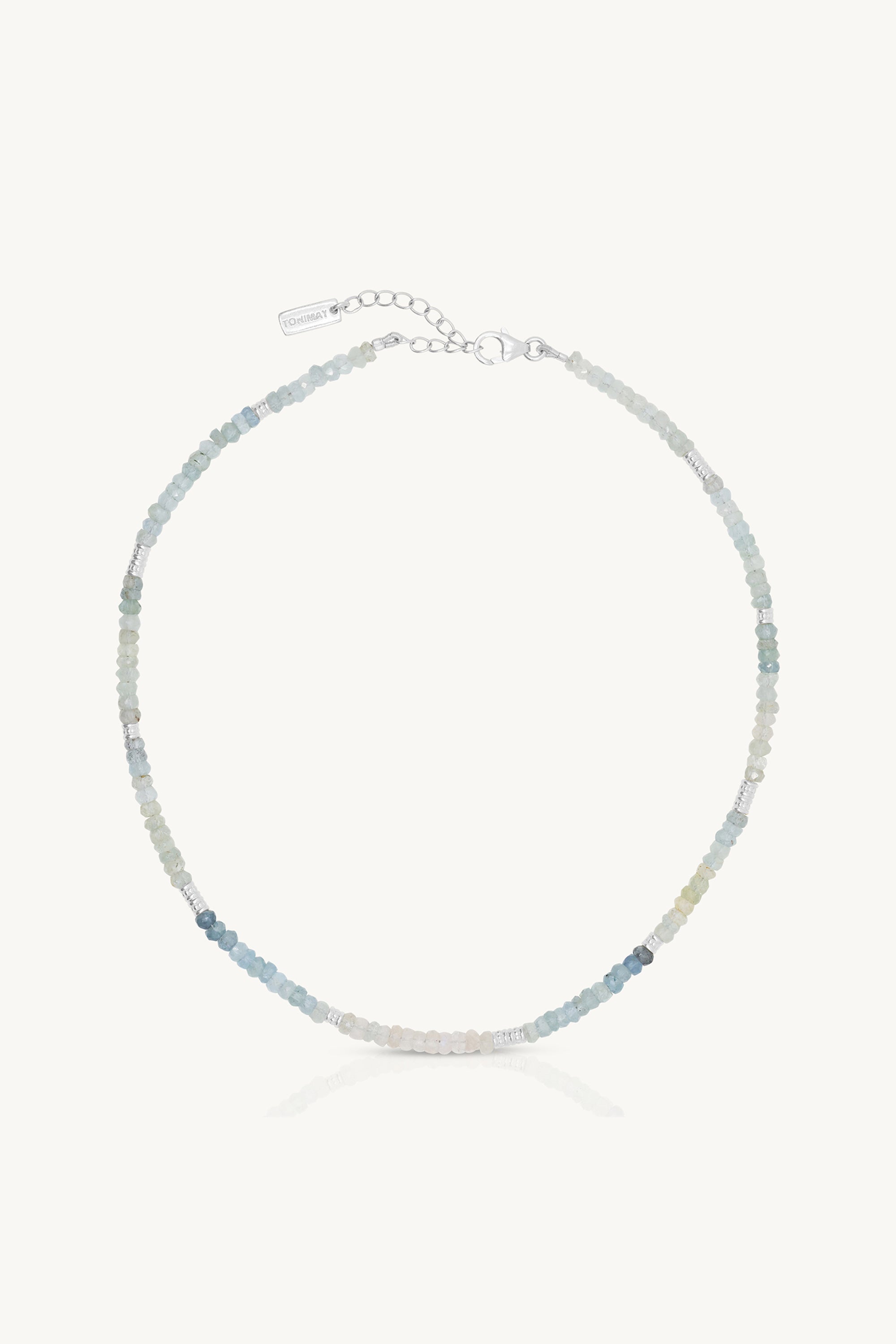 Aquamarine Silver Beaded Necklace for Women - Elegant Blue Gemstone Jewelry - Perfect for Weddings, Parties & Everyday Wear