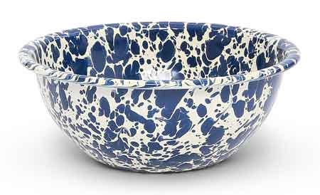 Vintage Enamelware Cereal & Salad Bowl - Navy on Cream Design - Perfect for Breakfast, Picnics & Farmhouse Dining