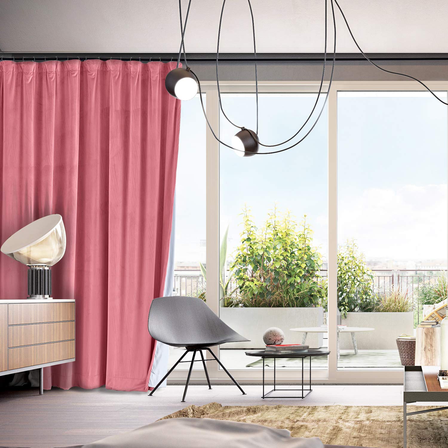 Prim Solid Velvet Blackout Thermal Insulated Curtains - 84x96 Inch Rose Color Room Darkening Window Drapes for Bedroom, Nursery & Home Theater | Soundproof & Energy Efficient Window Treatment for Better Sleep & Movie Nights