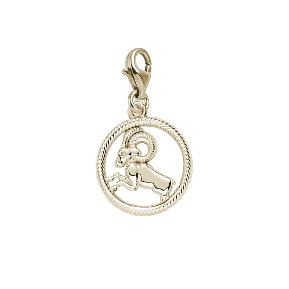 Aries Zodiac Charm with Lobster Claw Clasp - Sterling Silver Pendant for Bracelets & Necklaces - Perfect for Birthdays, Gifts & Astrology Jewelry Collections