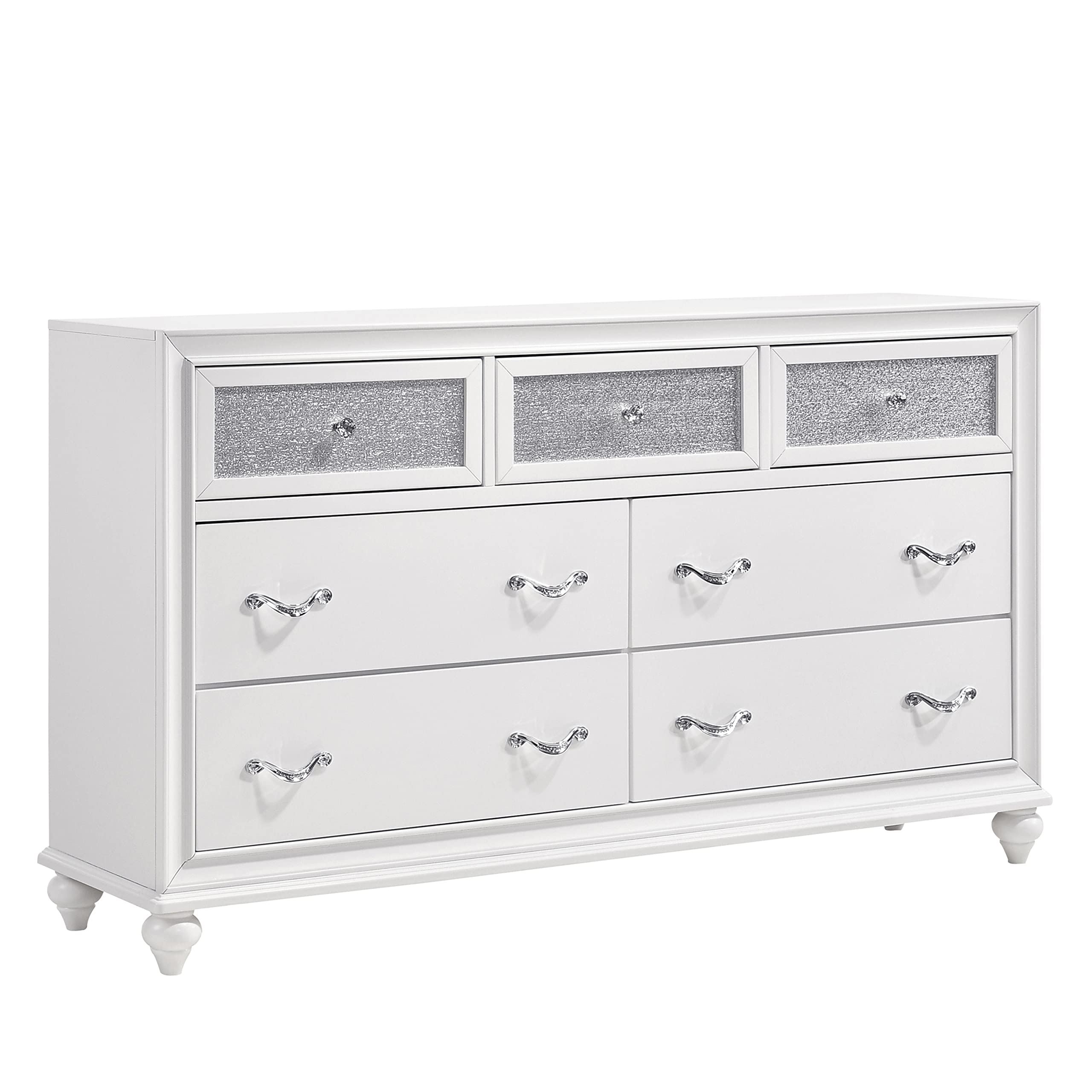 Barzini 7-Drawer Dresser White - Modern Bedroom Storage Organizer for Clothes, Accessories & Linens