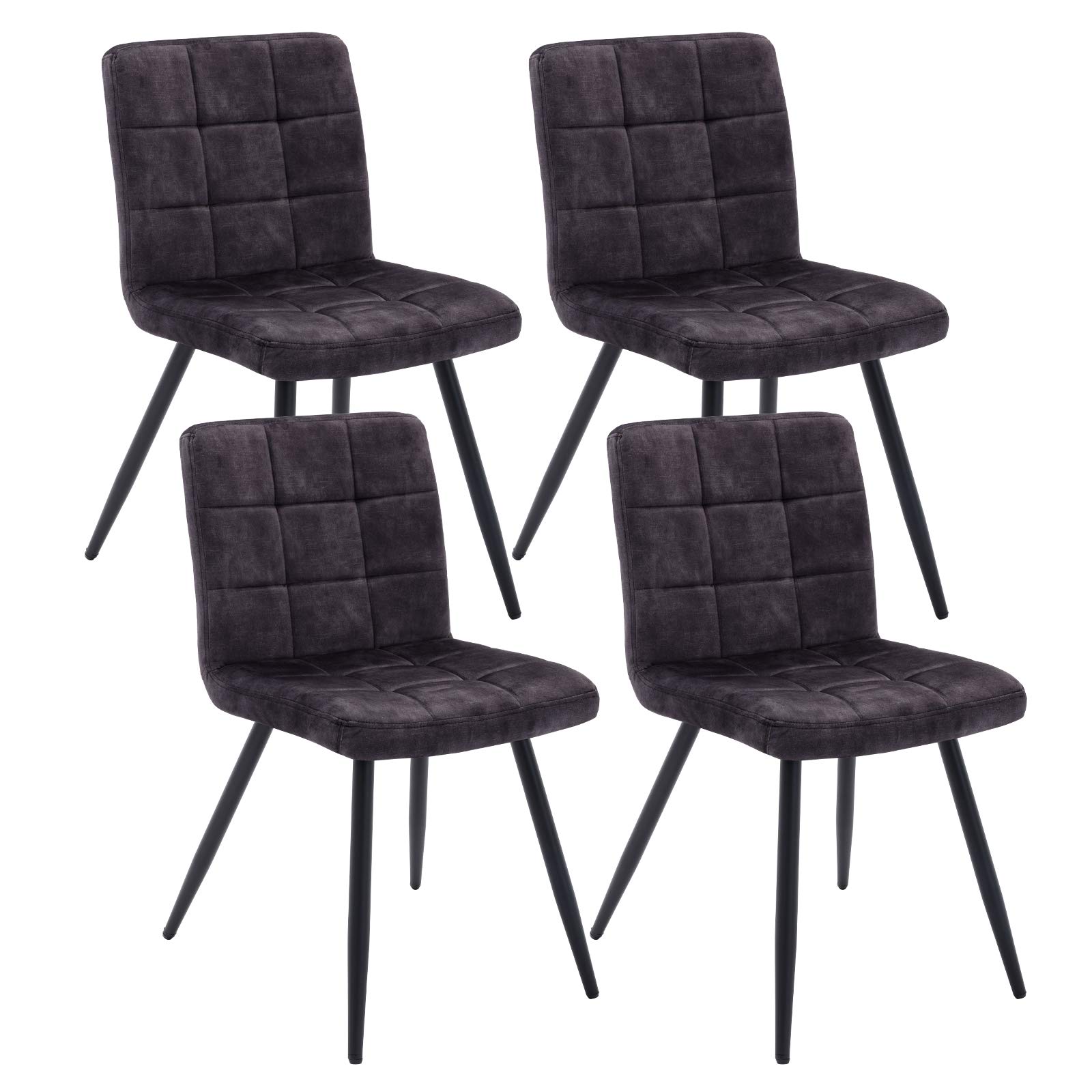 Duhome 4-Piece Fabric Dining Chairs with Black Metal Legs - Modern Accent Chairs for Living Room, Kitchen, Reception & Vanity - Comfortable Seating for Home, Office & Restaurant Use