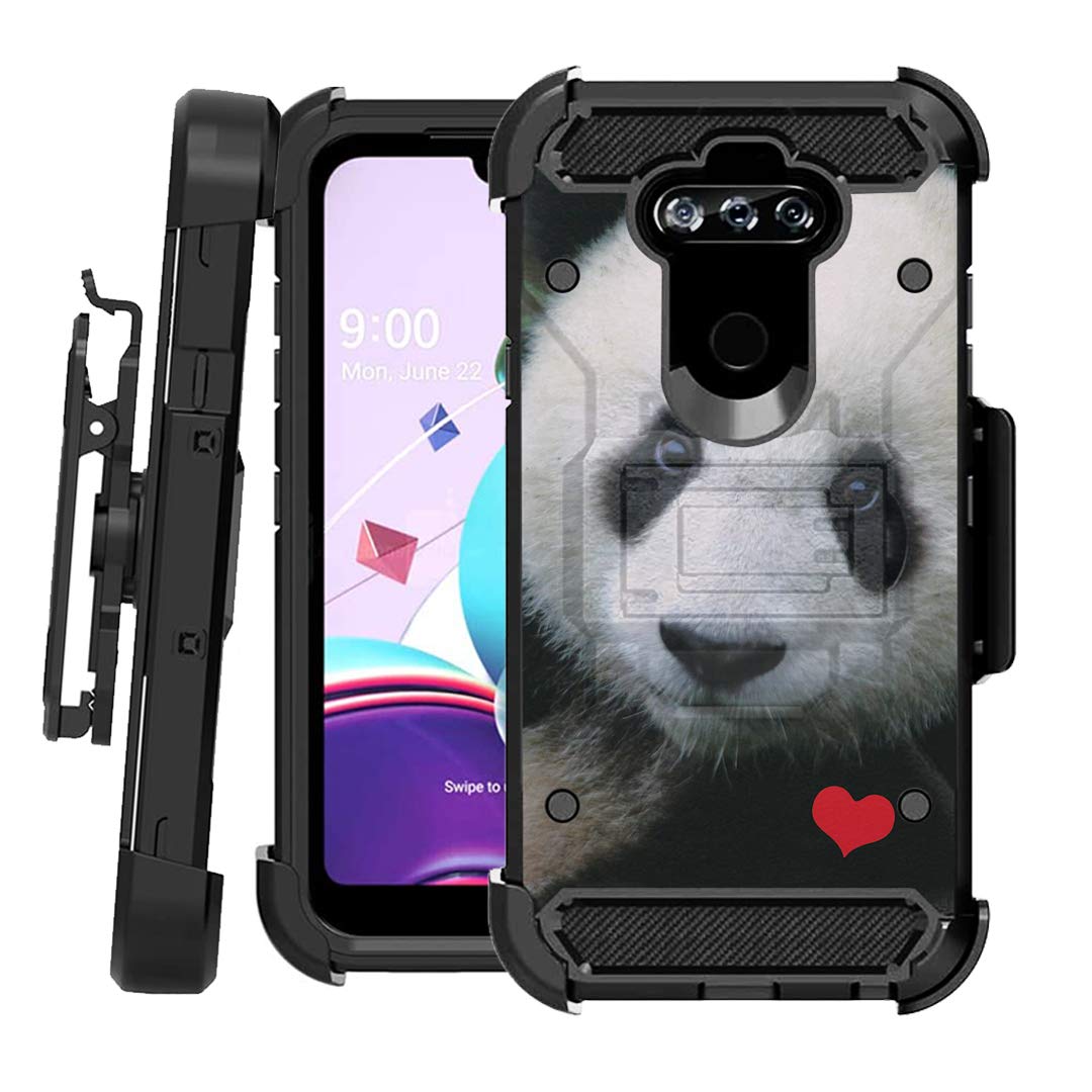 Ohiya Kickstand Case for LG K31 - Heavy Duty Belt Clip Holster (Pink Panda) for Outdoor & Work