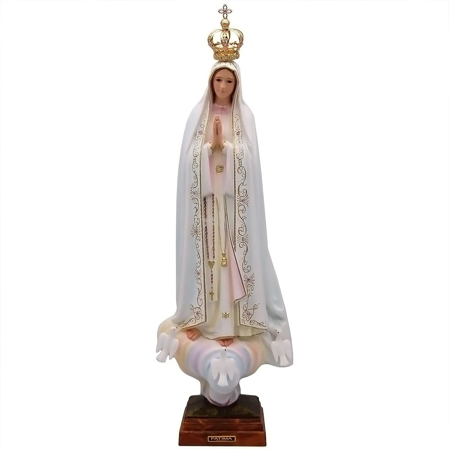 30 Inch Our Lady of Fatima Glass Eye Statue - Handmade in Portugal, Religious Home Decor for Catholic Devotion, Church Altar & Prayer Room Decoration