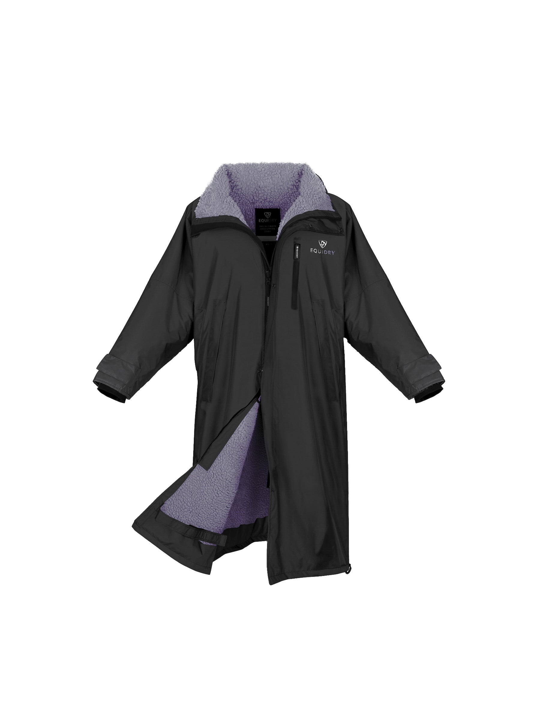 Evolution Women's Thick Fleece Jacket with Stowaway Hood - Black/Lilac | Cozy Winter Outerwear for Hiking, Camping & Casual Wear