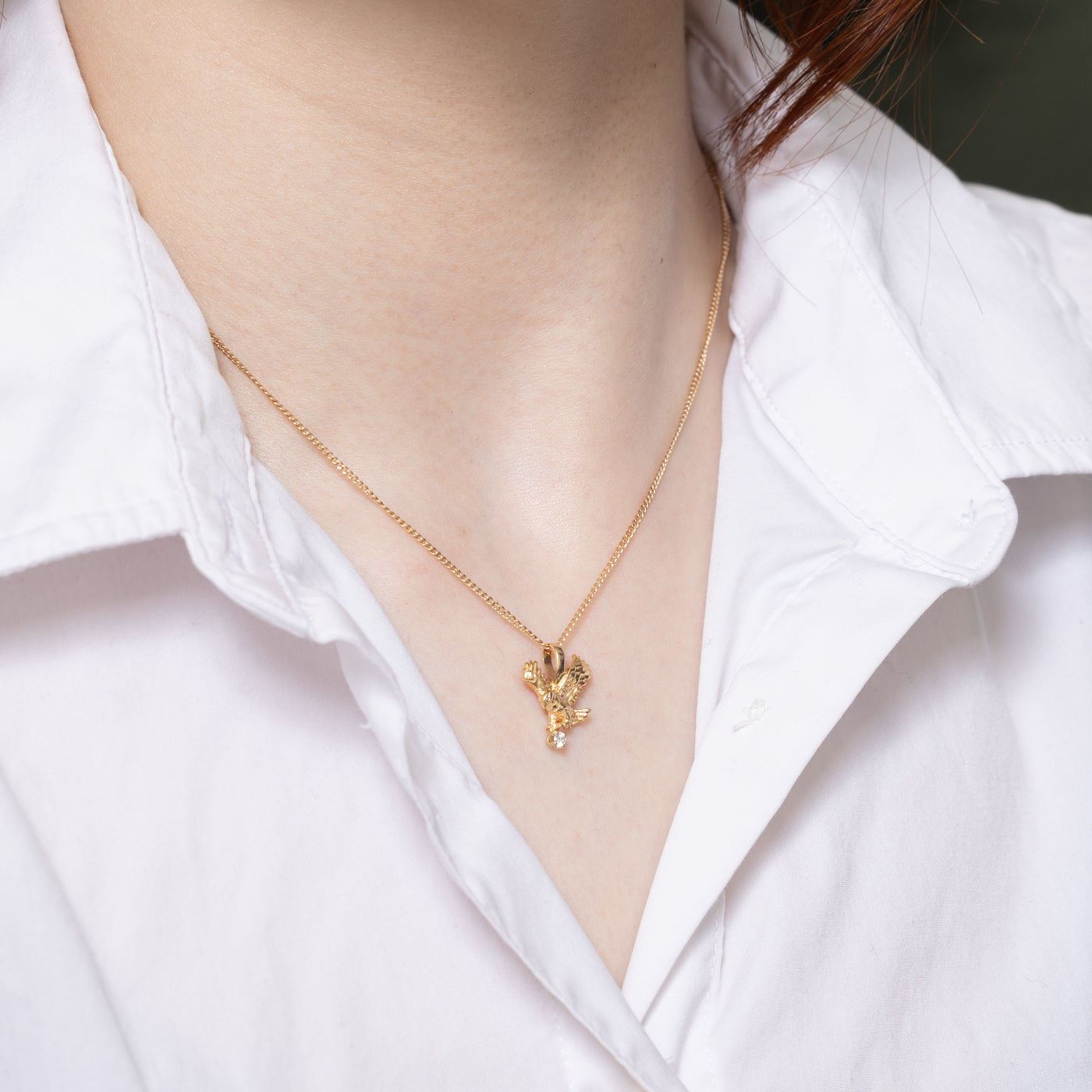0.05ct Diamond Eagle Pendant Necklace - 14K Gold Plated Jewelry for Men & Women - Perfect for Gifts, Weddings & Special Occasions