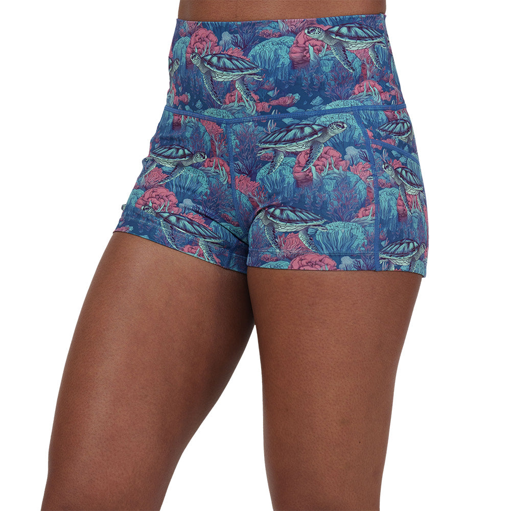 Turtley Obsessed Women's Casual Shorts - Comfortable Summer Beach Shorts for Outdoor Activities, Yoga, and Lounge Wear