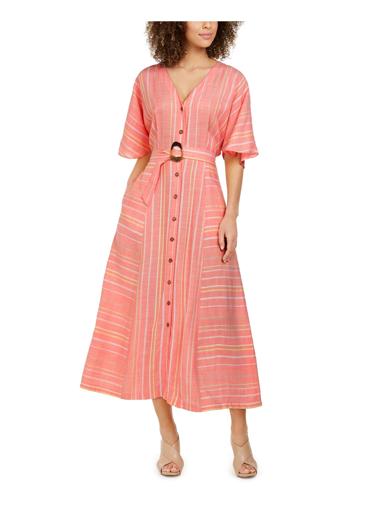 Calvin Klein Women's Button Down Maxi Dress - Elegant Long Sleeve Flowy Summer Dress for Casual & Formal Occasions | Perfect for Beach, Office & Evening Events