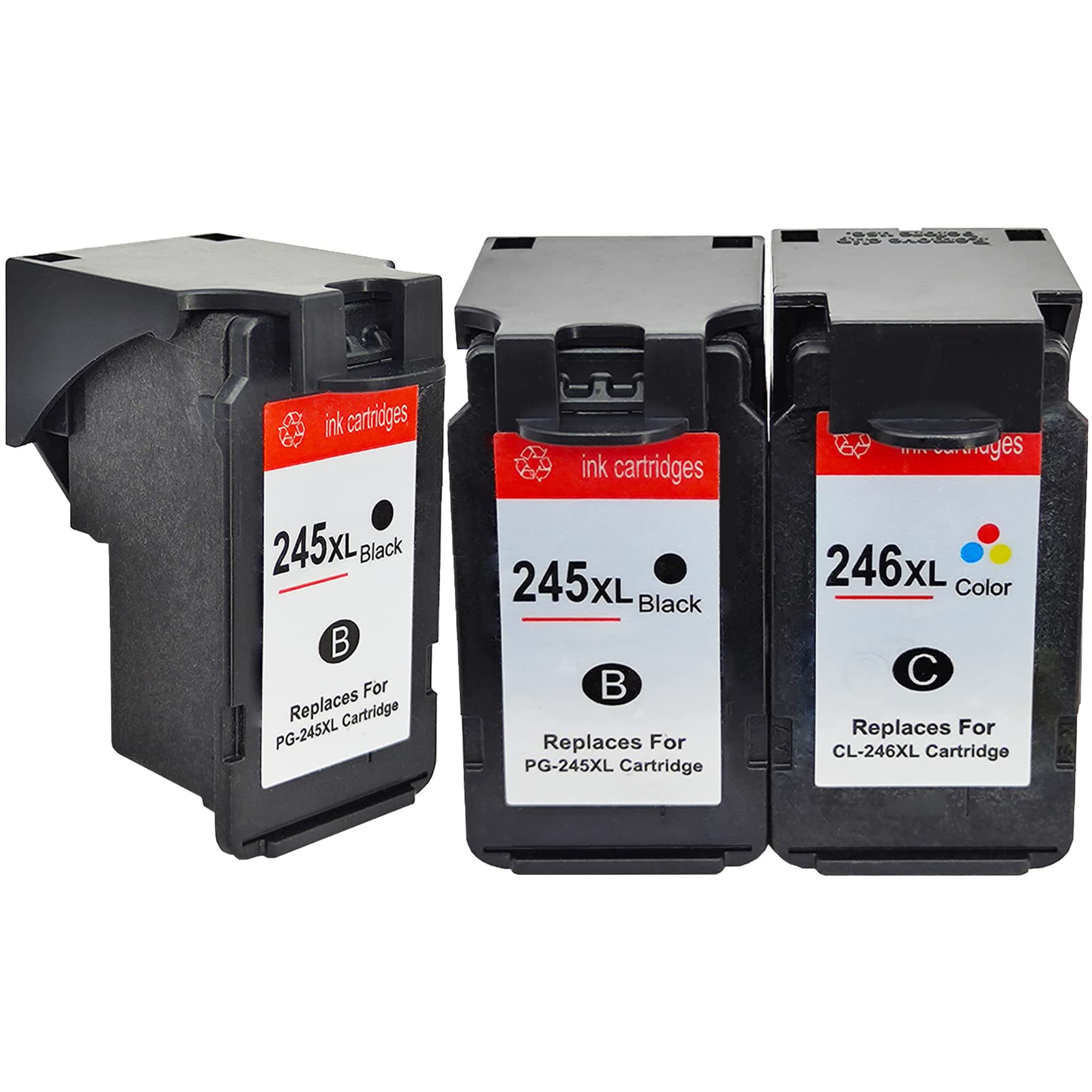Canon PG-245XL CL-246XL Ink Cartridges for PIXMA Printers - 2 Black & 1 Color for Home/Office Printing