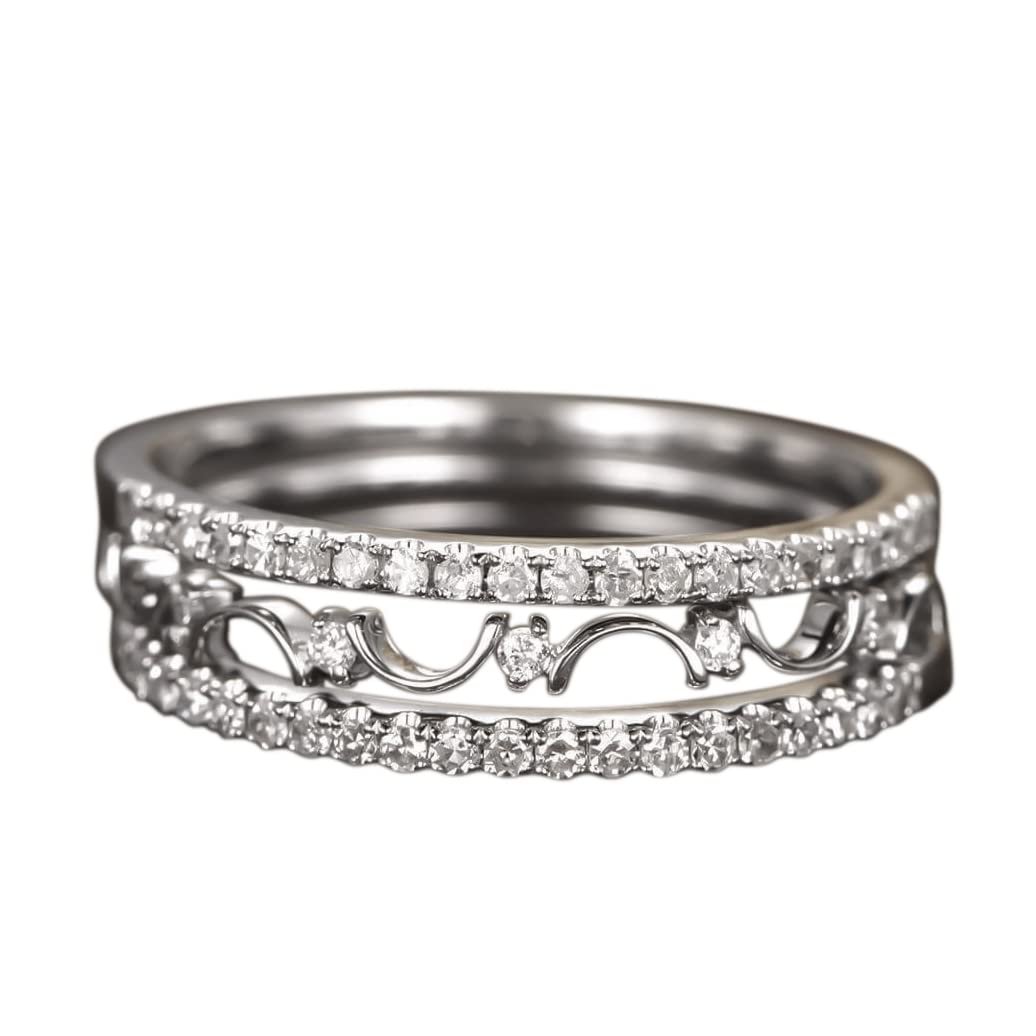 0.75 Carat 3-Piece Wedding Ring Set - 18k Gold Plated Anniversary Band & Stackable Rings for Women - Perfect for Bridal Jewelry, Engagement Gift & Couple's Wedding Bands