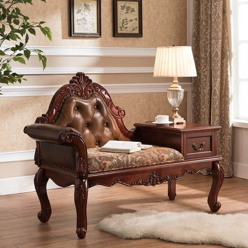 Minimalist Petal Decorated Chaise Lounge Chair with Hidden Storage & Upholstered Seat - Perfect for Living Room, Bedroom or Reading Nook