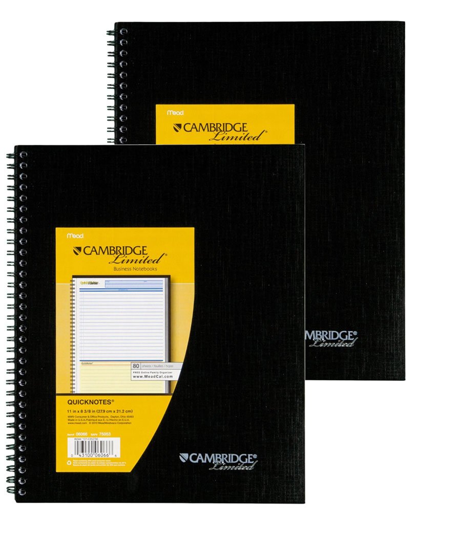 2-Pack Mead 06066 Cambridge Limited QuickNotes Business Notebooks - Premium College Ruled Writing Journals for Office, School & Meeting Notes (5