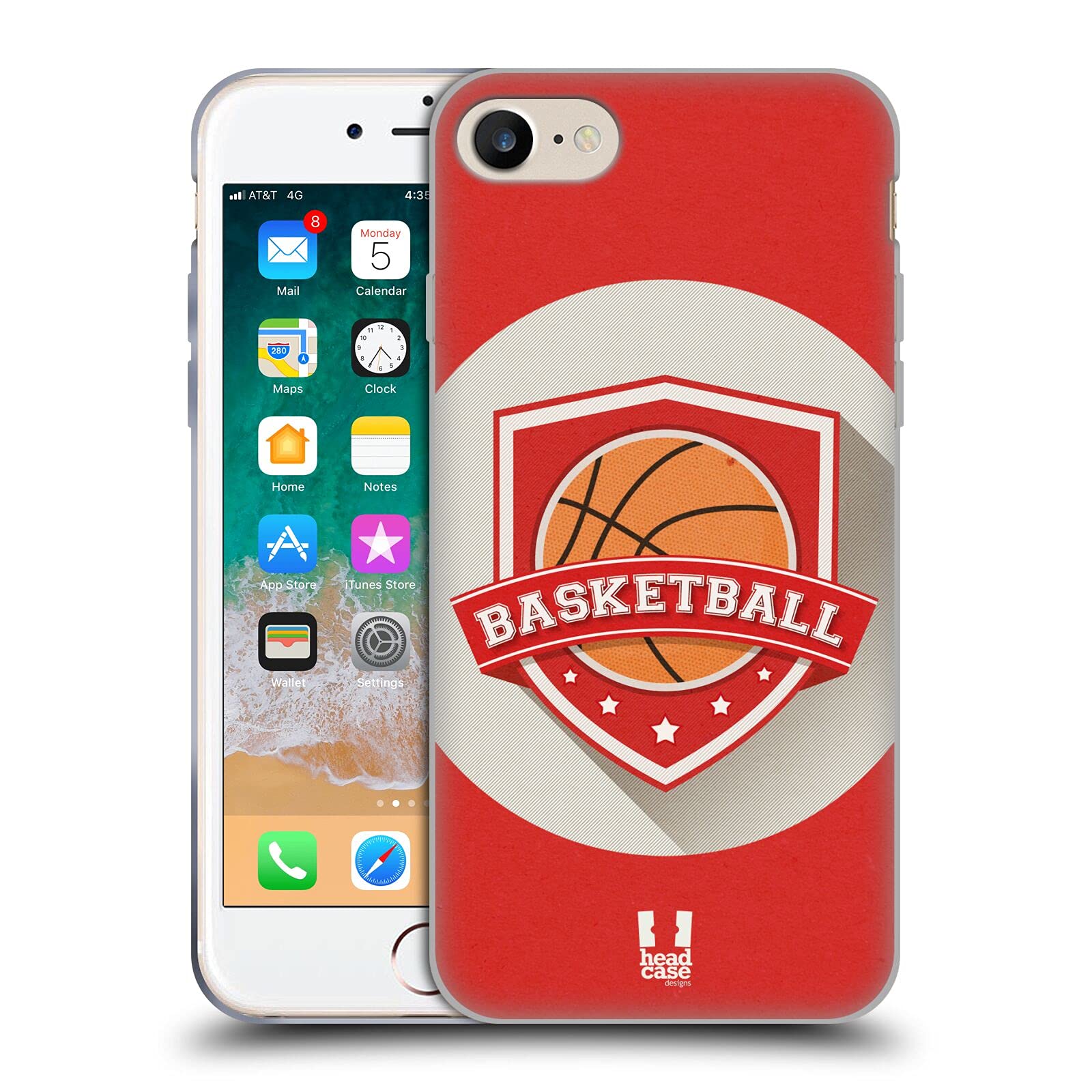 Head Case Designs Basketball Sports Badge Soft Gel Phone Case for Apple iPhone 7/8/SE 2020 & 2022 - Perfect for Basketball Fans & Game Day Protection