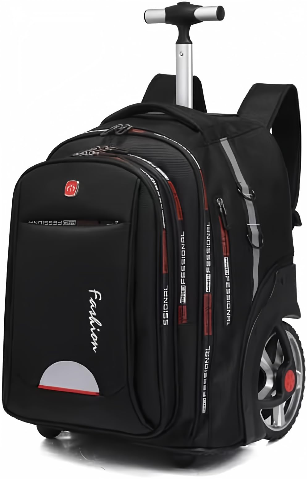 Rolling Backpack for Women & Adults - Large 22 Inch Wheeled Laptop Bag with Wheels, Waterproof Travel Trolley Briefcase Backpack - Perfect for Business Travel, Office Commute & Airplane Carry-On (Black)