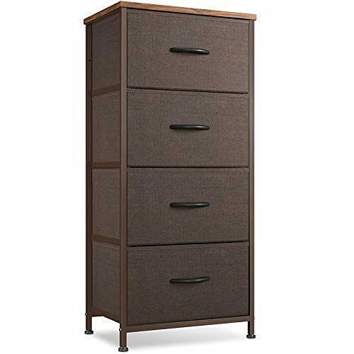 TratoKS 4-Drawer Fabric Dresser Storage Tower - Brown Bedroom Organizer with Closet Storage | Perfect for Bedroom, Closet, and Bedsides - Compact Cabinet for Clothes, Toys & Accessories