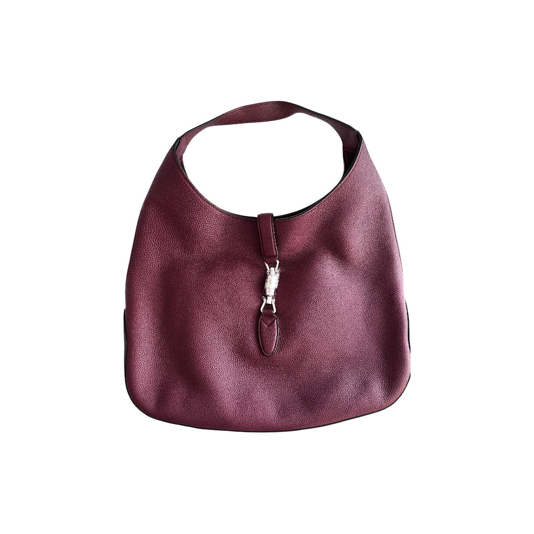 Gucci Oxblood Grain Leather Jackie Hobo Bag - Medium Size Crossbody Purse for Women | Perfect for Work, Travel & Everyday Use