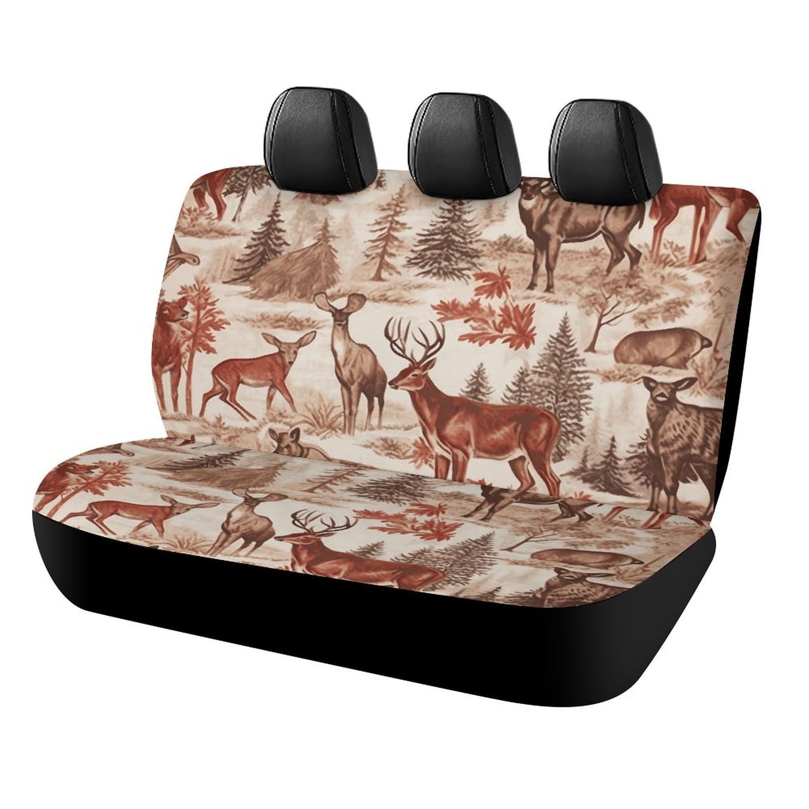 NWTRJ Waterproof Bear Deer Print Car Back Seat Cover - Universal Fit for Trucks, SUVs, Vans - Soft, Dustproof & Scratch Resistant Bench Protector | Perfect for Outdoor Adventures, Camping & Pet Owners
