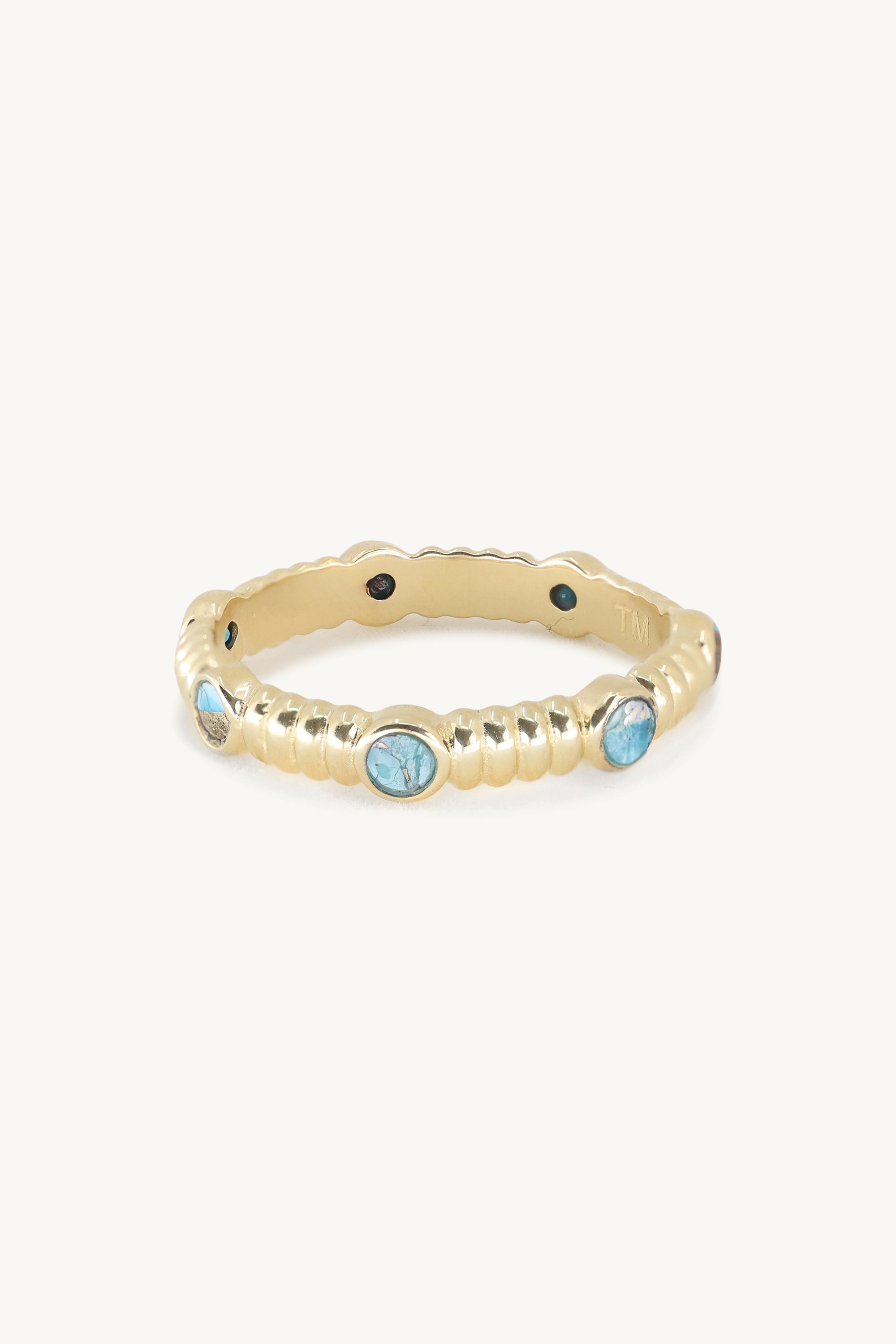 Elegant Asymmetric Turquoise Gold Stacker Ring - Boho Chic Jewelry for Women - Perfect for Layering & Everyday Wear