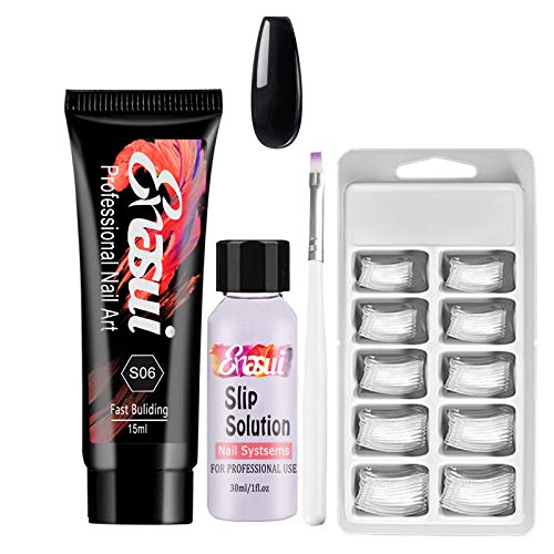 ENASUI Professional Nail Extension Gel Kit - Builder Gel, Dual Forms, Slip Solution & Brush Set for Strong Nail Enhancements (Black) | DIY Salon-Quality Manicures at Home, Perfect for Nail Art & Gel Extensions