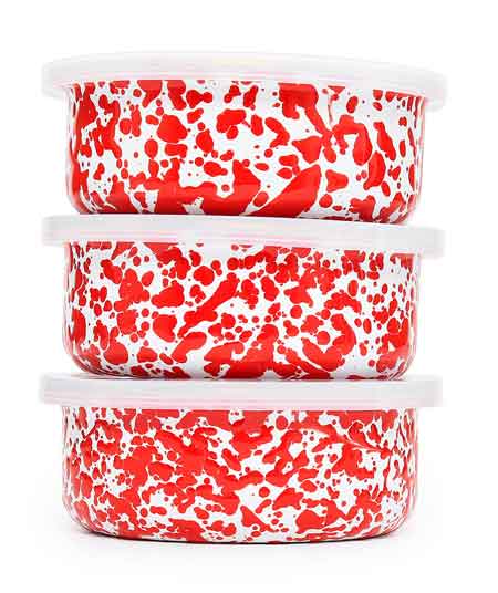 Red Marble Food Storage Bowl Set with Airtight Lids - Perfect for Meal Prep, Leftovers & Kitchen Organization