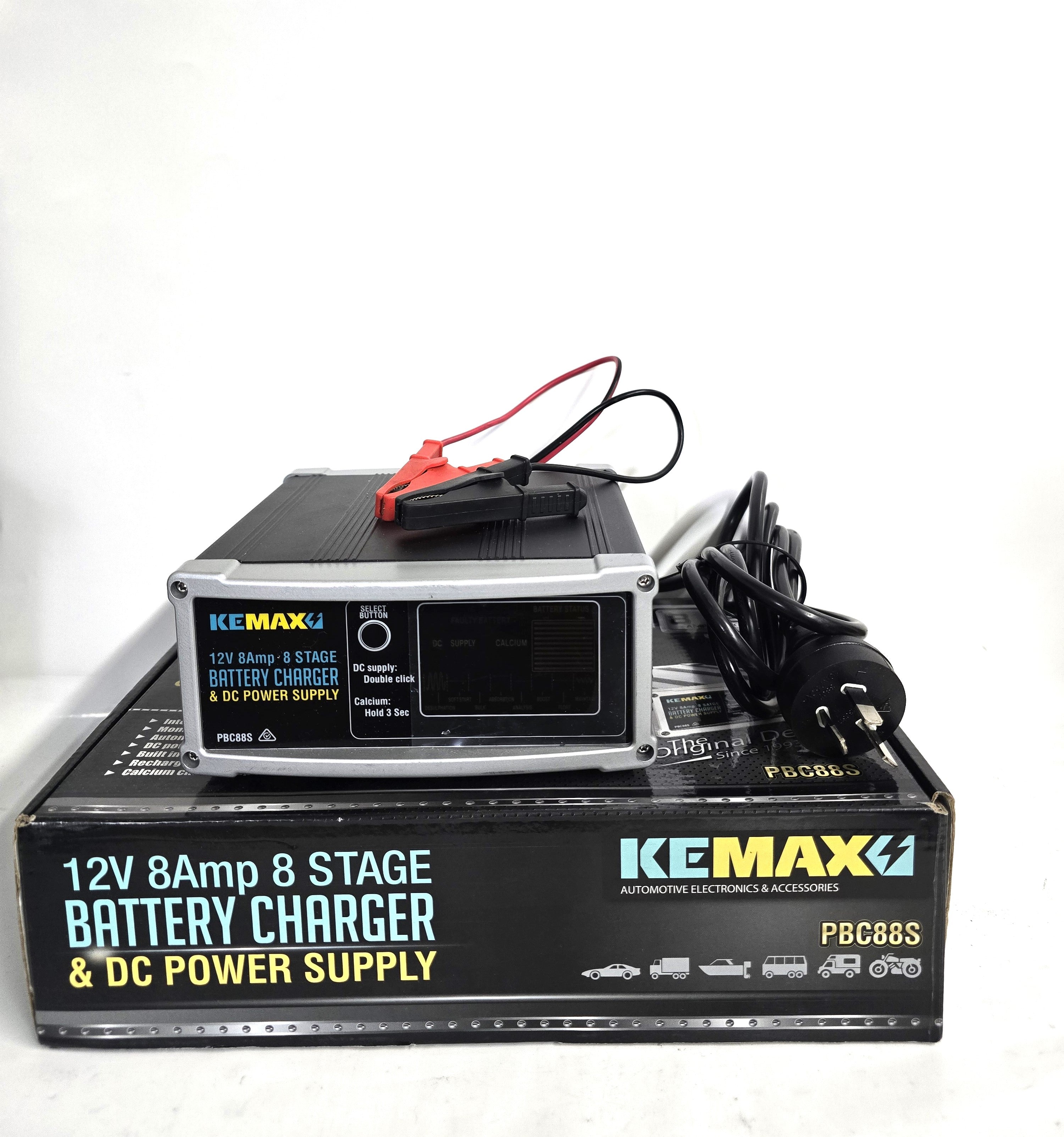 12V 8AMP Smart Car Battery Charger - 8 Stage Charging with LCD Display - Perfect for Cars, Trucks, SUVs & Motorcycles - Auto Maintenance & Emergency Power Supply