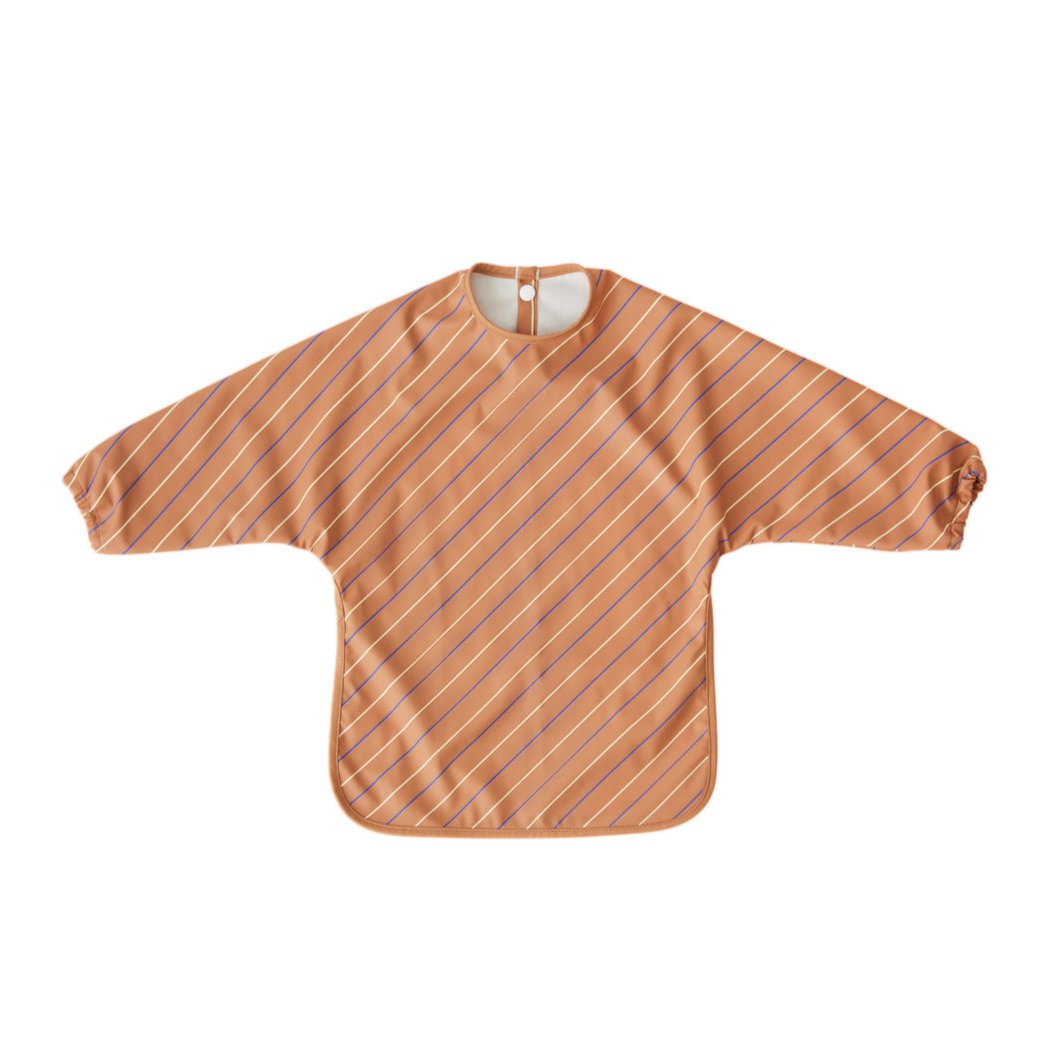 Waterproof Striped Cape Bib for Babies - Light Rubber Coral Design - Perfect for Feeding, Mealtime, and Messy Play