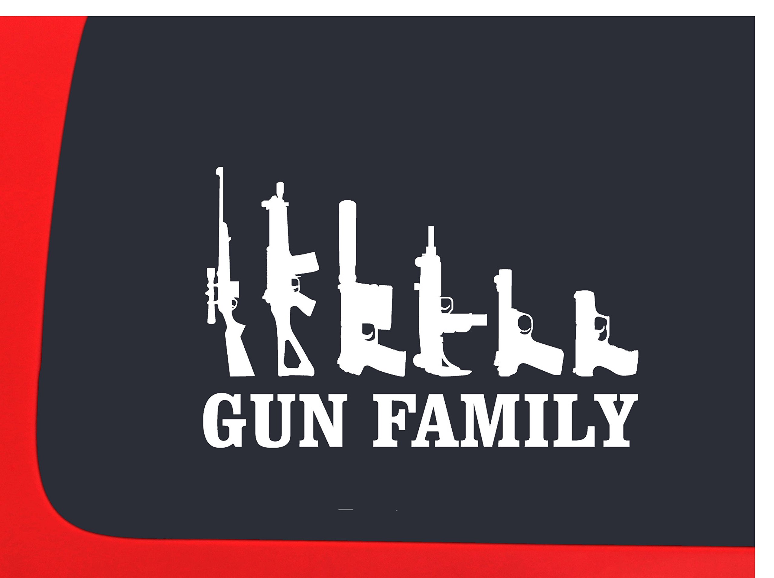 Funny Gun Family Car Window Decals - Vinyl Stickers for Rear Windshield - Perfect for Truck, SUV & Auto Lovers (Hunting, Outdoor & Gun Enthusiast Gifts)