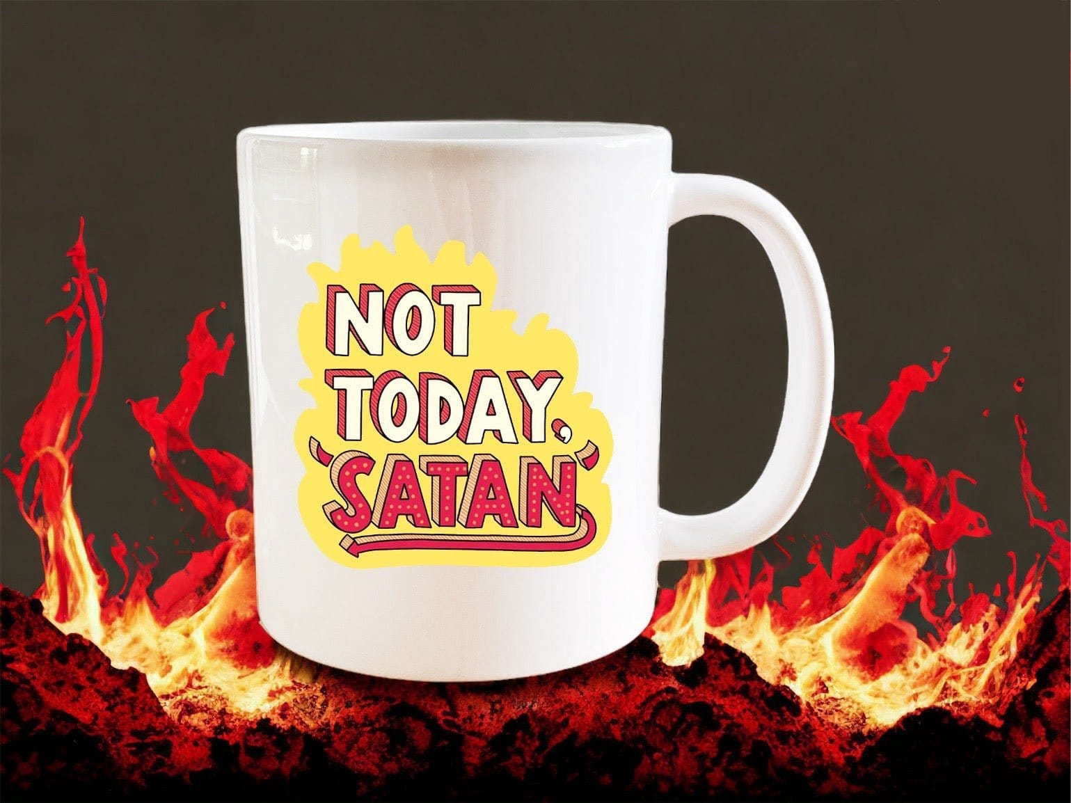 Not Today Satan Mug - Funny Coffee Cup for Office, Home & Gifts - Inspirational Ceramic Mug for Tea, Hot Drinks & Decor