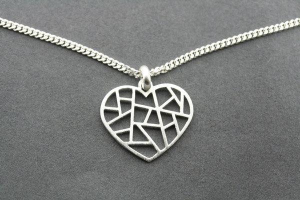 Elegant Mosaic Heart Pendant Necklace with 55cm Link Chain - Perfect for Valentine's Day Gifts, Anniversary Presents & Everyday Jewelry
